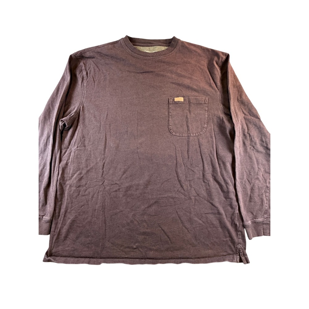 Pendleton Mens Long Sleeve Pocket T-Shirt Brown Large L Cotton Blend Crewneck